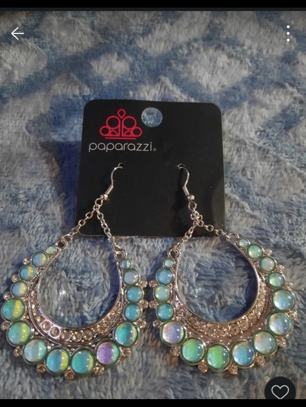 paparazzi Iridescent Aqua and Teal Hoop Drop Earrings